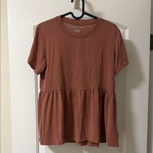 American Eagle Outfitters Women's Brown Peplum Tee